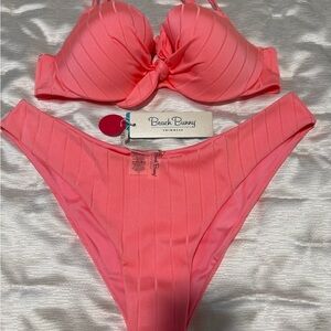 Beach Bunny Coral Bikini with Knotted Top